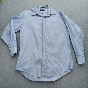Preswick & Moore Men's Button Down Light Blue Shirt 16/34  Made in Hong Kong
